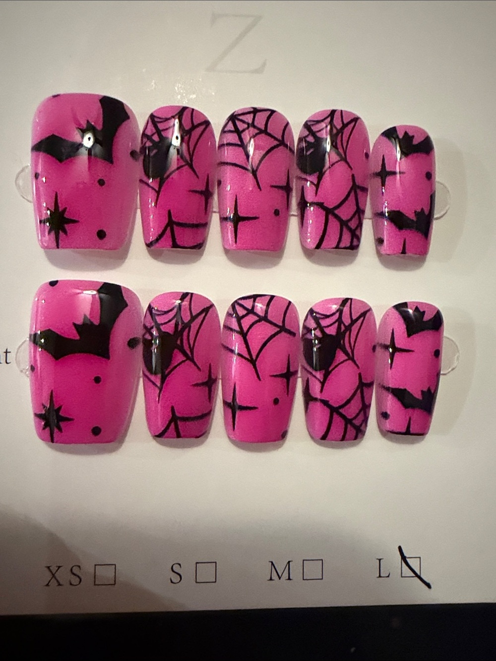 Pink Halloween theme press on nails